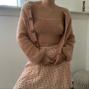 Fur cardigan set